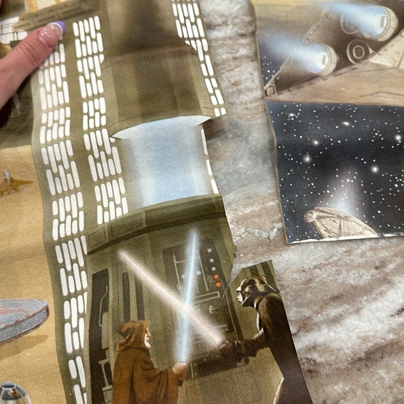 VINTAGE 1977 Star Wars WALL PAPER 4 Panels ~ 53 Square FT - Picture 2 of 16